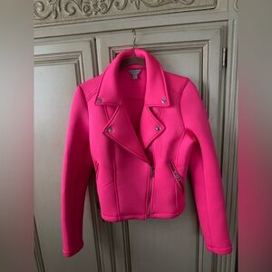 belle sky Hot Pink Moto Scuba Jacket